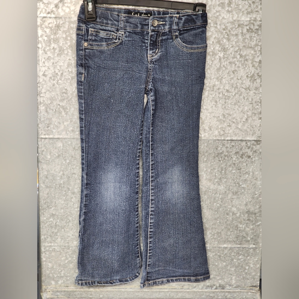 Vintage L.E.I. Chelsea Low Rise Flare Dark Denim Jeans Girls Size 7 Regular